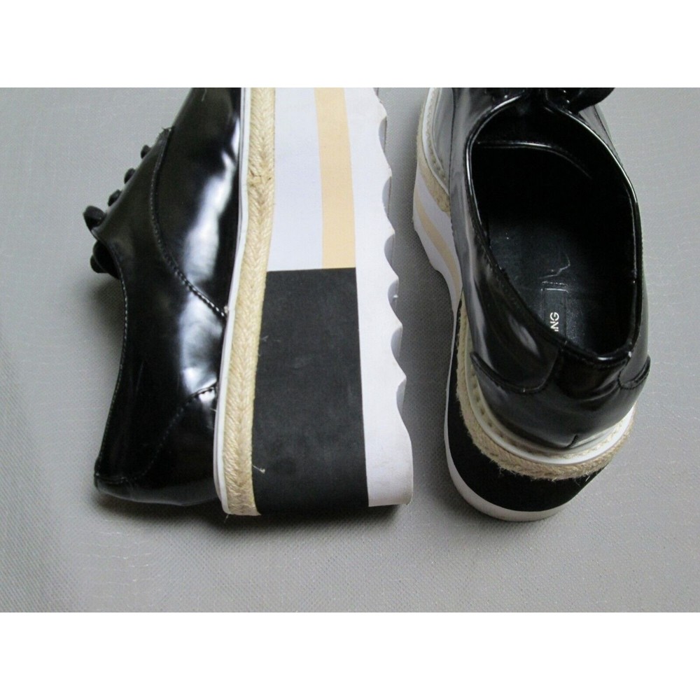 Mango sneakers womens 7 black big platform lace up Kenji contrast oxford stripe - Picture 8 of 16